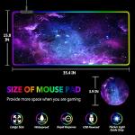 DINKY RGB Gaming Mouse Pad, Large Extended Soft Led Mouse Pad with 14 Lighting Modes, Water Resist Keyboard Pad, Computer Keyboard Mousepads Mat 35.4×15.8 inches-Nebula Universe