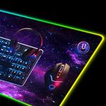 DINKY RGB Gaming Mouse Pad, Large Extended Soft Led Mouse Pad with 14 Lighting Modes, Water Resist Keyboard Pad, Computer Keyboard Mousepads Mat 35.4×15.8 inches-Nebula Universe