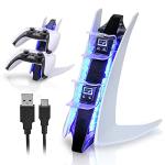 PS5 Controller Charger, PlayStation 5 Controller Charging Station with LED Light and Charger Cable