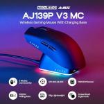 MechLands AJAZZ AJ139P V3 MC Wireless Mouse with Charging Base, 3 Modes Gaming Mouse with 800mAh Battery, Adjustable 24,000 DPI, PAW3311 Sensor, 1000 Polling Rate, 69g Lightweight, Win/Mac (Black)