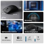MechLands AJAZZ AJ139P V3 MC Wireless Mouse with Charging Base, 3 Modes Gaming Mouse with 800mAh Battery, Adjustable 24,000 DPI, PAW3311 Sensor, 1000 Polling Rate, 69g Lightweight, Win/Mac (Black)