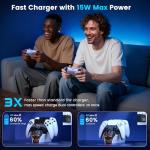 Upgraded for PS5 Controller Charger with Fast Charging AC Adapter, Dual Controller Charging Station Stand for PlayStation 5, Docking Station Replacement for PS5 Accessories Kits
