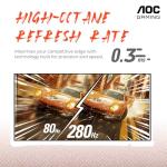AOC C27G4ZH 27" Curved Frameless Ultra-Fast Gaming Monitor, FHD 1080p, 0.3ms HDMI 240Hz/DP 280Hz, 1500R, AMD FreeSync, HDR, Height Adjustable, 3-Year Zero Dead Pixel Guarantee