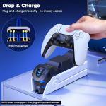 Upgraded for PS5 Controller Charger with Fast Charging AC Adapter, Dual Controller Charging Station Stand for PlayStation 5, Docking Station Replacement for PS5 Accessories Kits