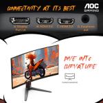AOC C27G4ZH 27" Curved Frameless Ultra-Fast Gaming Monitor, FHD 1080p, 0.3ms HDMI 240Hz/DP 280Hz, 1500R, AMD FreeSync, HDR, Height Adjustable, 3-Year Zero Dead Pixel Guarantee