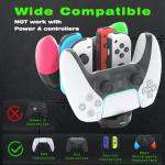 Switch Controller Charger for Nintendo Switch, Charging Dock with JoyCon/Pro / PS5 Controller, Charger Station with LED Indicator and Charger Cable for JoyCons, 6 in 1 Nintendo Charging Dock