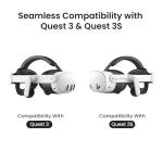 KIWI design Audio Head Strap with Battery for Meta/Oculus Quest 3/3S, K4 Duo DualFast Charging Headset, VR Accessories with Balanced Design for Enhanced Sound Effects & Playtime