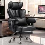 COMHOMA Big and Tall Office Chair 400LBS Heavy Duty Gaming Chair with Deluxe Embossing Leather High Back Wider Ergonomic Computer Chair with Foot Rest 150°Reclining Pocket Spring Lumbar Support
