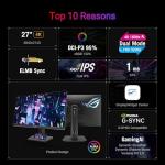 ASUS ROG Strix 27” 4K HDR USB-C Gaming Monitor (XG27UCG) – UHD (3840x2160) Dual Mode (4K 160Hz or FHD 320Hz), 1ms, Fast IPS, Extreme Low Motion Blur Sync, G-SYNC Compatible, AI Gaming, 3yr Warranty