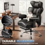 COMHOMA Big and Tall Office Chair 400LBS Heavy Duty Gaming Chair with Deluxe Embossing Leather High Back Wider Ergonomic Computer Chair with Foot Rest 150°Reclining Pocket Spring Lumbar Support