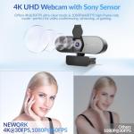 NEWORK 4K Webcam with Sony Sensor, PDAF Autofocus, 1080P@60FPS, 2 Noise Reduction Mics, Auto Light Correction, USB Plug&Play, Privacy Cover, 79°FOV, Streaming Camera for PC, Mac, Laptop, Video Calls