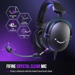 FIFINE Wired Gaming Headset, USB Headphone with 7.1 Surround Sound, Detachable Microphone, Control Box, 3.5mm Headphones Jack, Over-Ear Headset for PC/PS5/Xbox/Switch, Black-AmpliGame H9