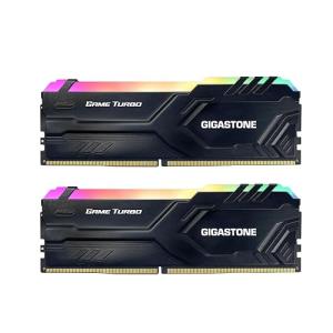 【RGB DDR4 RAM】GIGASTONE Game TURBO 32GB Kit (2x16GB)DDR4 3200MHz PC4-25600 CL16-18-18-40 Intel XMP 2.0 AMD Ryzen 1.35V UDIMM 288 Pin Unbuffered Non ECC High Performance Gaming Desktop Memory - Black