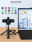 RUWBY Full HD 1080P Webcam with Built-in Dual Mics, Wide-Angle Lens, Privacy Cover, Tripod Stand, Autofocus Computer Camera, Plug and Play for Desktop PC or Laptop
