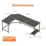 Mericonia 66 inch Large Corner Gaming Desk, Simple L Shaped Desk with CPU Stand & Hooks, Computer Desk for Home, Bedroom & Office Workspace, Black
