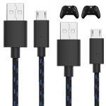 Talkworks Controller Charger Cord for Xbox One - 2 Pack 10 ft Nylon Braided Micro USB Charging Cable - Also Android Compatible with Samsung Galaxy, PS4