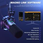 MAONO XLR/USB Dynamic Microphone Kit, RGB Podcast Mic with Software, Mute, Gain Knob, Volume Control, Boom Arm for Streaming, Gaming, Voice-Over, Recording-PD200XS Black