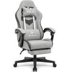 N-GEN GAMING Video Gaming Chair with Footrest Lumbar Support for Home Office High Back Recliner Height Adjustable Ergonomic Comfy Fabric Computer Desk Chair (Grey)