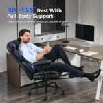 amseatec Big and Tall Office Desk Chair - Wide Ergonomic Executive with Footrest, High Back Lumbar Support Reclining Gaming Computer Chair for Heavy People (Black)