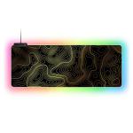 RGB Mouse Pad LED Desk Mat Large Gaming Mousepad Black and Gold Line Design, Keyboard Pad XL Mouse Mat for Home and Office (Black with Gold Topographic Line)