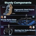 N-GEN GAMING Video Gaming Chair with Footrest Lumbar Support for Home Office High Back Recliner Height Adjustable Ergonomic Comfy Fabric Computer Desk Chair (Grey)