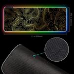 RGB Mouse Pad LED Desk Mat Large Gaming Mousepad Black and Gold Line Design, Keyboard Pad XL Mouse Mat for Home and Office (Black with Gold Topographic Line)