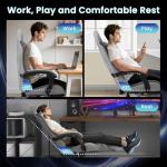 N-GEN GAMING Video Gaming Chair with Footrest Lumbar Support for Home Office High Back Recliner Height Adjustable Ergonomic Comfy Fabric Computer Desk Chair (Grey)