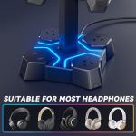 KDD Headphone Stand with USB Charger, Controller Stand for Desk, Headphone Holder with 2 USB Charging Ports and 3 AC Outlets, Accessories for Desktop(Black)