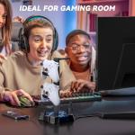 KDD Headphone Stand with USB Charger, Controller Stand for Desk, Headphone Holder with 2 USB Charging Ports and 3 AC Outlets, Accessories for Desktop(Black)