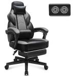 Meilocar Gaming Chair for Adult, Computer Chair with Footrest Video Game Chair Big and Tall Gaming Chair with Massage Lumbar Support, Adjustable Height and 360° Swivel Seat(Grey)