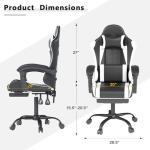 OS MOTOR Gaming Chair with Headrest and Lumbar Support, Ergonomic High Back Office Chair, Racing Style Executive Computer Desk Chair, Leather Adjustable Swivel Task Chair for Home Office (White)
