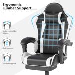 OS MOTOR Gaming Chair with Headrest and Lumbar Support, Ergonomic High Back Office Chair, Racing Style Executive Computer Desk Chair, Leather Adjustable Swivel Task Chair for Home Office (White)