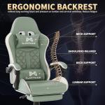 Gamtimer Gaming Chair, 400 lbs Adult Chair, High Back Computer Chair with Footrest and Linked Armrests, Office Video Game Chair with Lumbar Support (Green)