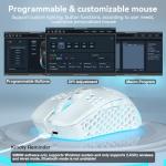 SOLAKAKA SM600 White Wireless Gaming Mouse,Tri-Modes BT5.1/Type-C Wired/2.4G Wireless Mouse with 2 Side Buttons, Programmable Macro Gamer Mouse with RGB Light for Laptop/PC/Mac
