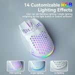 SOLAKAKA SM600 White Wireless Gaming Mouse,Tri-Modes BT5.1/Type-C Wired/2.4G Wireless Mouse with 2 Side Buttons, Programmable Macro Gamer Mouse with RGB Light for Laptop/PC/Mac