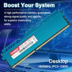 Moaffzey 16GB(2x8GB) DDR3 RAM 1600MHz PC3-12800 CL11 Desktop Computer Memory, 240-Pin 1.5V 2Rx8 Dual Rank Non-ECC Unbuffered PC Computer RAM Stick Upgrade - Blue