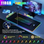 Mouse Pad with Phone Holder, Wireless Charging Desk Mat, RGB Gaming Mousepad Home Office Large Desk Pad with Ultra-Smooth Surface, Non-Slip Base, Waterproof Keyboard Pad, Classic Black Desk Mat