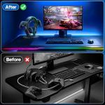 KDD RGB Headphone & Controller Stand with 9 Light Modes - Foldable Controller Hanger for Desk - Earphone Stand with Cable Organizer - for Gamers Desktop Accessories