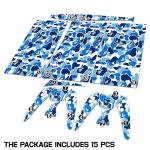 Skin Sticker for Game Console 5 Cover - Blue Camo, Compatible with Both Disc Edition & Digital Edition (not Slim Ver) - 2 Controller Skins & Console Skin - No Bubble, Full Protection, Removable