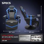 RESPAWN 900 Console Gaming Recliner with Footrest and Lumbar Support - Comfortable Ergonomic Gaming Chair with Headrest, No Wheels, Reclining, Heavy Duty, Racing Style Video Game Chairs - Blue