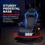 RESPAWN 900 Console Gaming Recliner with Footrest and Lumbar Support - Comfortable Ergonomic Gaming Chair with Headrest, No Wheels, Reclining, Heavy Duty, Racing Style Video Game Chairs - Blue