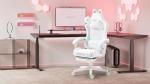 Dowinx Gaming Chair Cute with Cat Ears and Massage Lumbar Support, Ergonomic Computer Chair for Girl with Footrest and Headrest, Comfortable Reclining Game Chair 290lbs for Adult, Teen, White