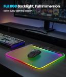 BladeHawks BX10 RGB Full Backlight Gaming Mouse Pad, 6 Lighting Modes & Colors, USB 2.0 & Type-C Ports, Detachable Type-C Cable, Micro-Textured Surface, Non-Slip Base (13.4 * 12.2'') – Ideal Desk Mat