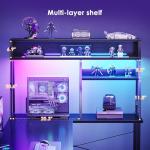 AODK L Shaped Gaming Desk with Led Lights, 51 Inch Reversible Gaming Computer Desk with Display Shelves, PC Gamer Desk Gamer Table with Storage Bag, L Desk for Game, Black