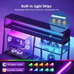 AODK L Shaped Gaming Desk with Led Lights, 51 Inch Reversible Gaming Computer Desk with Display Shelves, PC Gamer Desk Gamer Table with Storage Bag, L Desk for Game, Black