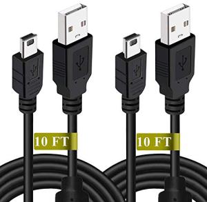 Drimoor 2 Pack 10ft PS3 Controller Charger Cable - Fast Mini USB Data Charging Cord for PS Move PlayStation 3 Wireless Controller, TI84 Plus CE, Digital Camera