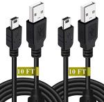 Drimoor 2 Pack 10ft PS3 Controller Charger Cable - Fast Mini USB Data Charging Cord for PS Move PlayStation 3 Wireless Controller, TI84 Plus CE, Digital Camera