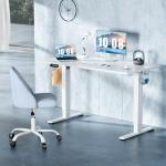 DUMOS 63 Inch Electric Standing Desk Height Adjustable, Sit to Stand Computer Workstations Large Work PC Table Home Office Writing Gaming Desks with Memory Presets for Walking Pad, Bedroom, White