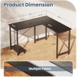 DUMOS L Shaped Desk, Computer Gaming Desks Corner Office Table with CPU Shelf for Home Study Writing Work Station 50 Inch, Black