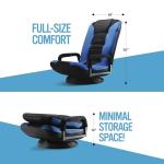 Maple99 Swivel Floor Gaming Chair - Video Lounger Enjoy 6 Different Positions, Adjustable Backrest, Removable Arm Rests, Folds to Store, Stylish Blue with Black Center Stripe